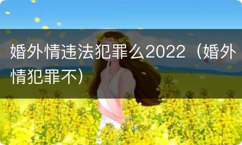婚外情违法犯罪么2022（婚外情犯罪不）