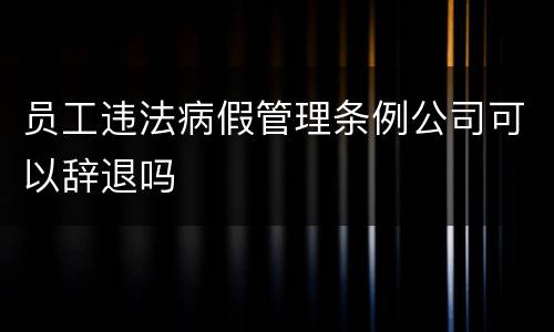 员工违法病假管理条例公司可以辞退吗