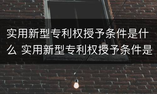 实用新型专利权授予条件是什么 实用新型专利权授予条件是什么意思