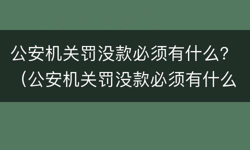 公安机关罚没款必须有什么？（公安机关罚没款必须有什么证件）