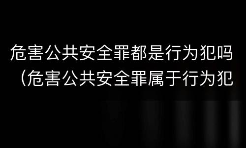 危害公共安全罪都是行为犯吗（危害公共安全罪属于行为犯吗）