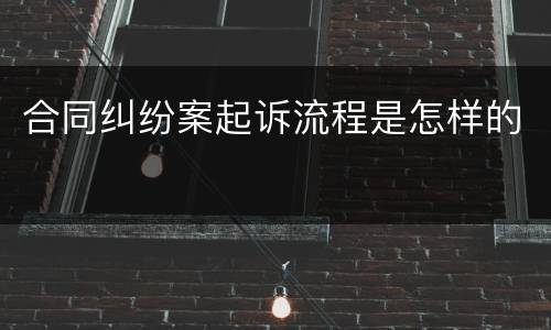 合同纠纷案起诉流程是怎样的