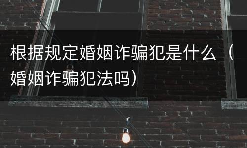 根据规定婚姻诈骗犯是什么（婚姻诈骗犯法吗）
