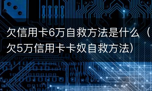 欠信用卡6万自救方法是什么（欠5万信用卡卡奴自救方法）