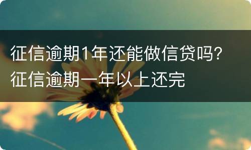 征信逾期1年还能做信贷吗？ 征信逾期一年以上还完