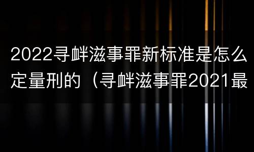 2022寻衅滋事罪新标准是怎么定量刑的（寻衅滋事罪2021最新立案标准）