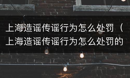 上海造谣传谣行为怎么处罚（上海造谣传谣行为怎么处罚的）