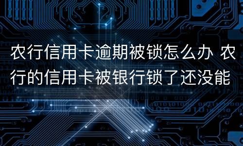 农行信用卡逾期被锁怎么办 农行的信用卡被银行锁了还没能用吗
