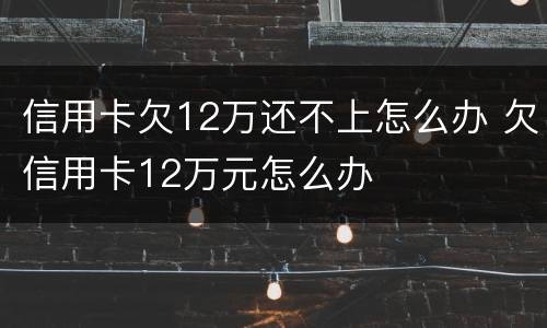 信用卡欠12万还不上怎么办 欠信用卡12万元怎么办