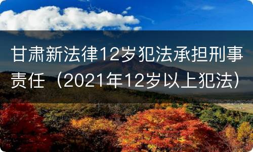 甘肃新法律12岁犯法承担刑事责任（2021年12岁以上犯法）
