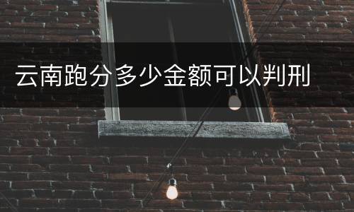 云南跑分多少金额可以判刑