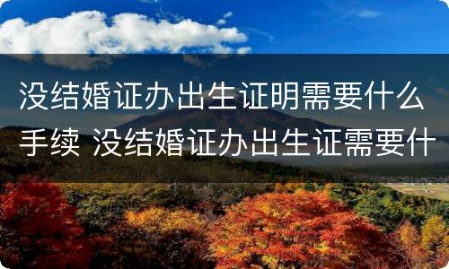 没结婚证办出生证明需要什么手续 没结婚证办出生证需要什么证件呢