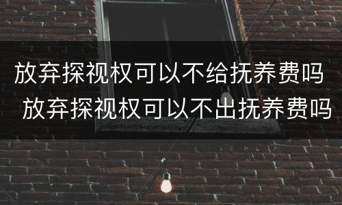 放弃探视权可以不给抚养费吗 放弃探视权可以不出抚养费吗