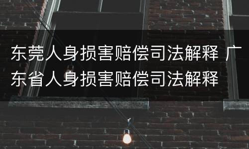 东莞人身损害赔偿司法解释 广东省人身损害赔偿司法解释