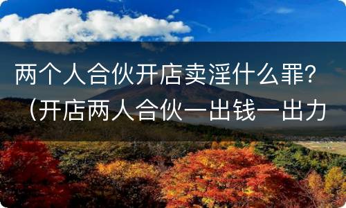 两个人合伙开店卖淫什么罪？（开店两人合伙一出钱一出力）