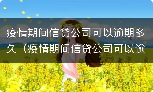 疫情期间信贷公司可以逾期多久（疫情期间信贷公司可以逾期多久还款）