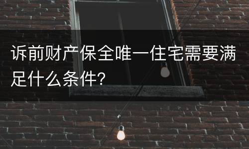 诉前财产保全唯一住宅需要满足什么条件？