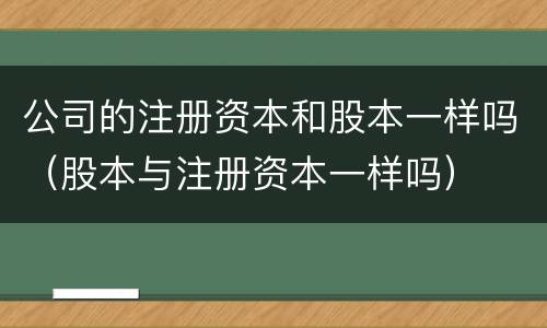 公司的注册资本和股本一样吗（股本与注册资本一样吗）