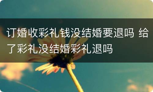 订婚收彩礼钱没结婚要退吗 给了彩礼没结婚彩礼退吗