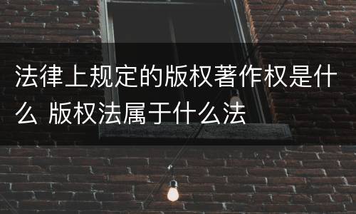 法律上规定的版权著作权是什么 版权法属于什么法