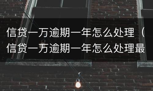 信贷一万逾期一年怎么处理（信贷一万逾期一年怎么处理最好）