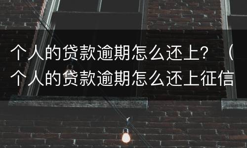个人的贷款逾期怎么还上？（个人的贷款逾期怎么还上征信）