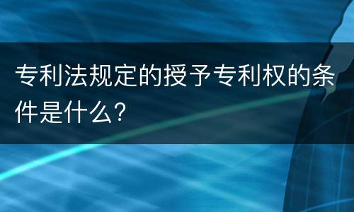 专利法规定的授予专利权的条件是什么?