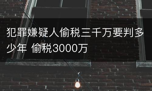 犯罪嫌疑人偷税三千万要判多少年 偷税3000万