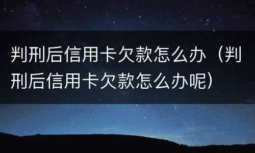 判刑后信用卡欠款怎么办（判刑后信用卡欠款怎么办呢）