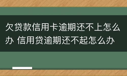 欠贷款信用卡逾期还不上怎么办 信用贷逾期还不起怎么办