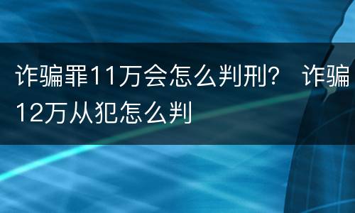 诈骗罪11万会怎么判刑？ 诈骗12万从犯怎么判
