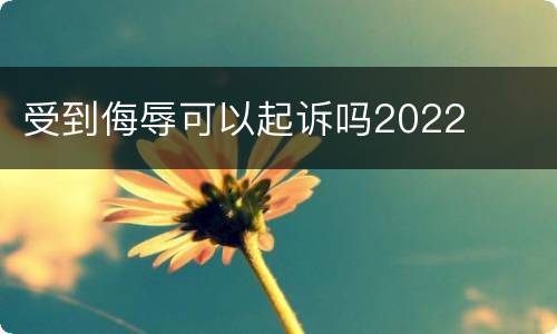 受到侮辱可以起诉吗2022