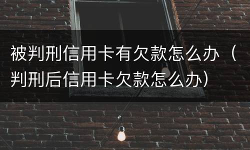 被判刑信用卡有欠款怎么办（判刑后信用卡欠款怎么办）