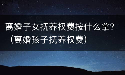 离婚子女抚养权费按什么拿？（离婚孩子抚养权费）