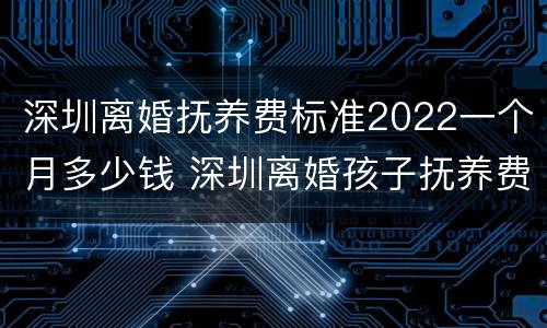 深圳离婚抚养费标准2022一个月多少钱 深圳离婚孩子抚养费标准2021