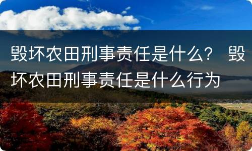 毁坏农田刑事责任是什么？ 毁坏农田刑事责任是什么行为