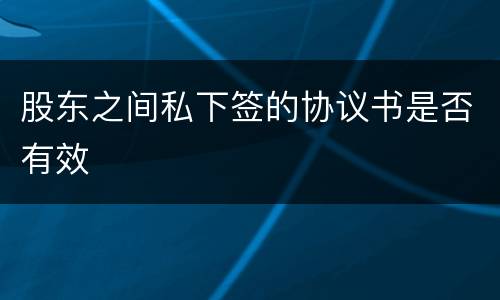 股东之间私下签的协议书是否有效