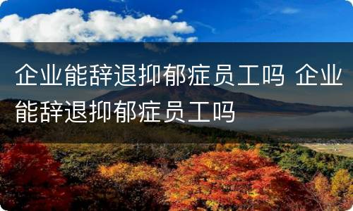 企业能辞退抑郁症员工吗 企业能辞退抑郁症员工吗