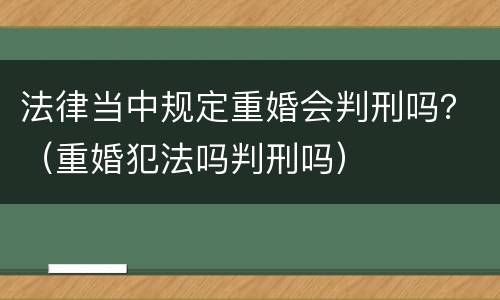 法律当中规定重婚会判刑吗？（重婚犯法吗判刑吗）