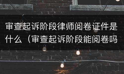 审查起诉阶段律师阅卷证件是什么（审查起诉阶段能阅卷吗）