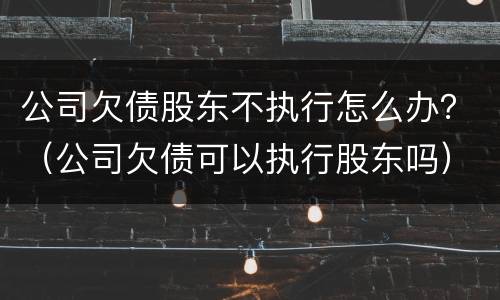 公司欠债股东不执行怎么办？（公司欠债可以执行股东吗）