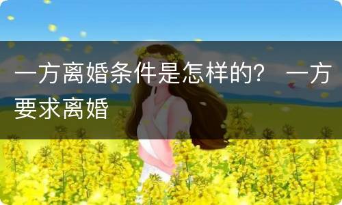 一方离婚条件是怎样的？ 一方要求离婚