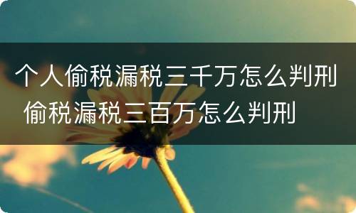 个人偷税漏税三千万怎么判刑 偷税漏税三百万怎么判刑