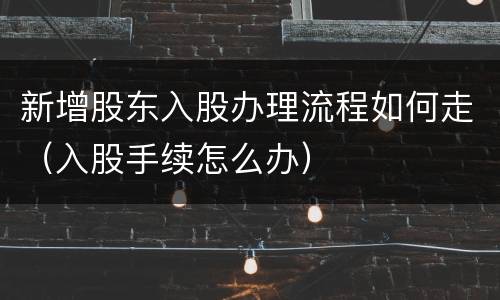 新增股东入股办理流程如何走（入股手续怎么办）