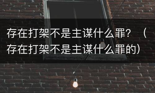存在打架不是主谋什么罪？（存在打架不是主谋什么罪的）