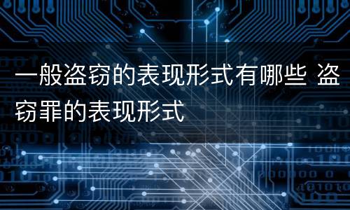 一般盗窃的表现形式有哪些 盗窃罪的表现形式