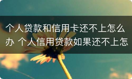 个人贷款和信用卡还不上怎么办 个人信用贷款如果还不上怎么办