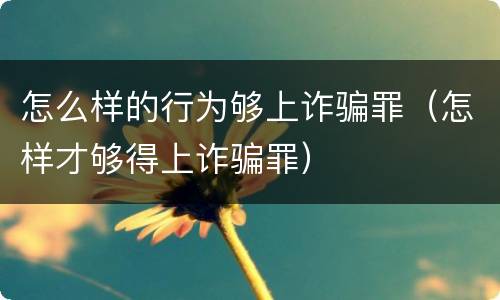 怎么样的行为够上诈骗罪（怎样才够得上诈骗罪）