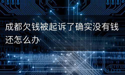 成都欠钱被起诉了确实没有钱还怎么办