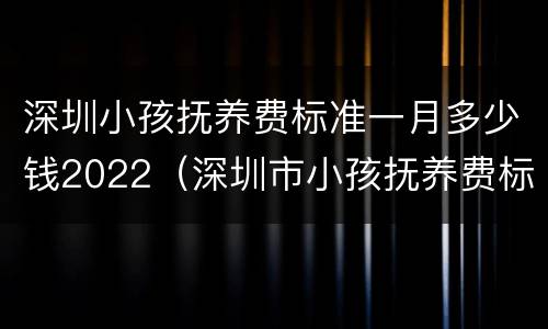 深圳小孩抚养费标准一月多少钱2022（深圳市小孩抚养费标准）